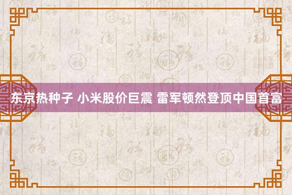 东京热种子 小米股价巨震 雷军顿然登顶中国首富